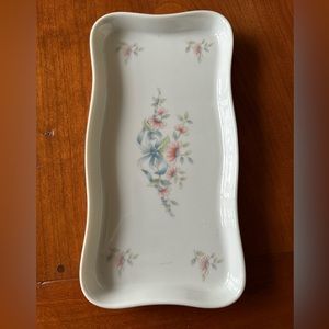 Princess House Vanity Trinket Tray Pink Floral Handcrafted Fine Porcelain Japan